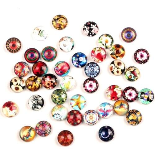 LF 50Pcs Glass Round 10mm Decoration Crafts Flatback Cabochon Embellishments For Scrapbooking Kawaii Cute Diy Accessories