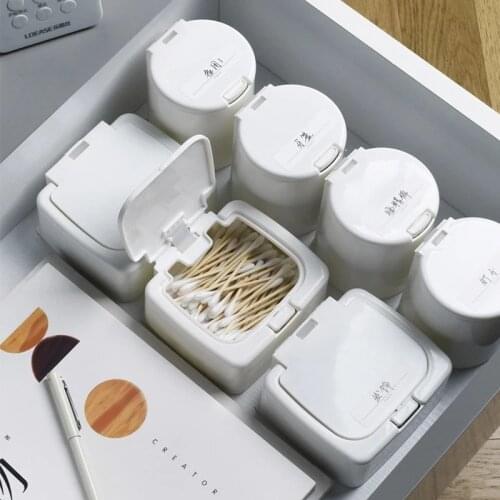 Mini Storage Box with label Cotton Swabs Toothpick Box Makeup Jewelry Organizer for Office Desktop Bedroom Drawer Storage Bucket