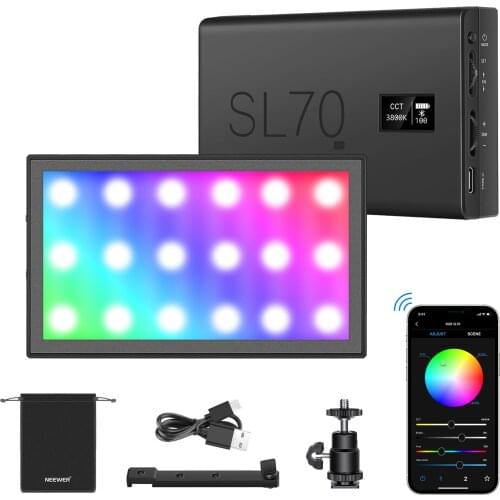 Neewer SL70-APP RGB Led Video Light with APP Control, Rechargeable Battery, CRI95+/3200K- 8500K for Photo Studio Video Lighting