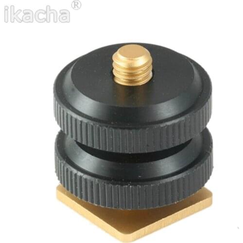 New 1/4 Inch Dual Nuts Hot Shoe Adapter Tripod Screw to Flash Digital Camera Gold Mount For Nikon DSRL