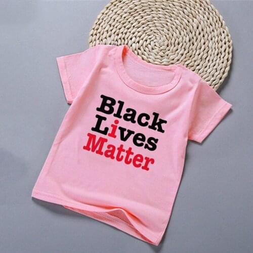 New 24M-9T Girls Clothes Cartoon Cute Black Lives Matter Pattern Kids T Shirt Harajuku Boys T Shirts Crew Neck Tshirt Girl Cozy