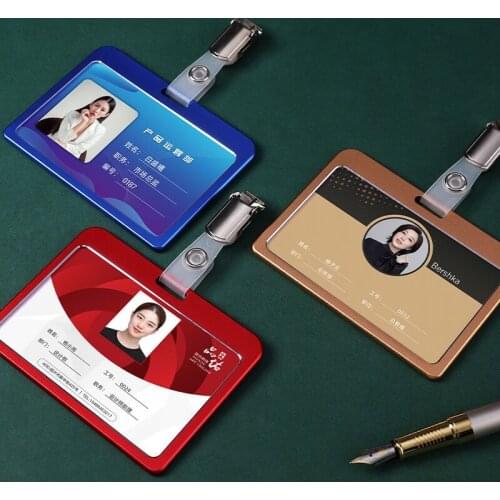 Work Office Name Card Badge Reel Student Nurse Exhibition ID Name Card Badge Holder With Metal Clip Office Supplies