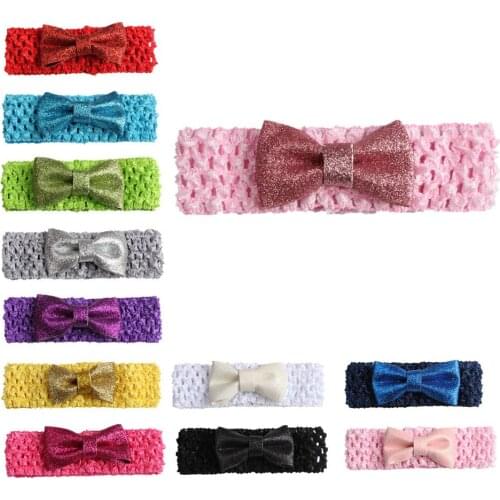 Wholesale 10pcs 2018 New Glitter Elastic Headband Sequin Bowknot Hair band Hair Accessories Newborn Hair Bows Headwear