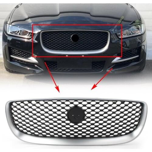 Car Front Centre Grill Racing Upper Mesh Grille with emblem For Jaguar XE 2015 2016 2017 2018 Silver Black ABS Plastic