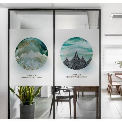 Custom Size Window Film Nordic landscape Sticker Living Room Bathroom PVC Electrostatic Adsorption Glass Door Sticker Home Decor