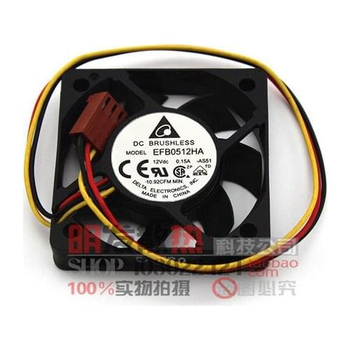 Delta Electronics EFB0512HA AS51 Server Cooling Fan DC 12V 0.15A 50x50x10mm 3-wire