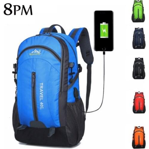 Outdoor Sports Bag USB Charge Waterproof Climbing Backpack School Trekking Backpack Travel Rucksack Casual Male Bag bag112