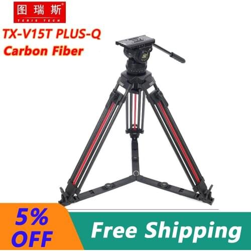 TERIS TRIX TX-V15T-PLUS-Q Video Camera Tripod Kit Carbon Fiber Fluid Head Load 15KG Quick Lock Professional Tripod
