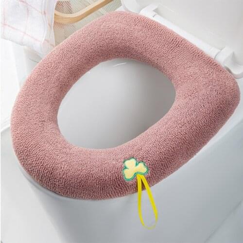 Universal Toilet Seat Thickened Mat Soft Warm Washable Bathroom Toilet Seat with Handle Closestool Mat Seat Case Toilet Lid