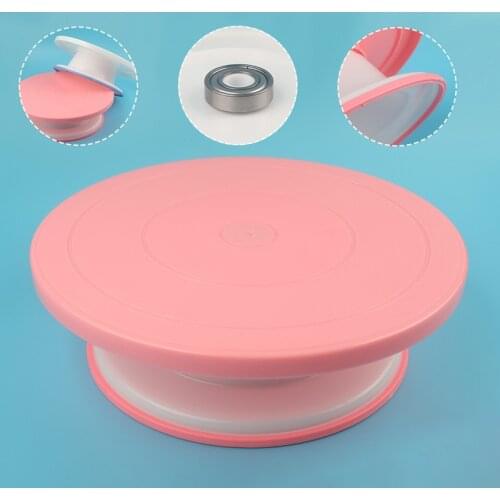 PP Plastic Rotating Plate for Cake Built-in Bearing Revolving Spinning Round Cake Stand Cupcake Rotary Table Turntable Tools