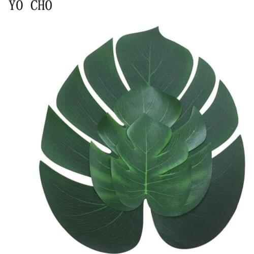 YO CHO 7pcs/lot Artificial Turtle Green Leaf DIY Hawaii Luau Party Artificial Leaves Beach Theme Party Decoration Accessories