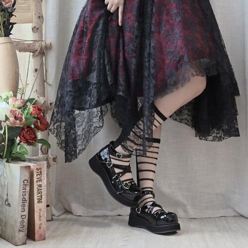 Black Magic Punk Gothic Lolita Goth Dark Loli Punk Spice Girl Sweet Kawaii Platform Heels 5cm Lolitas Woman Fashion Rivet Buckle