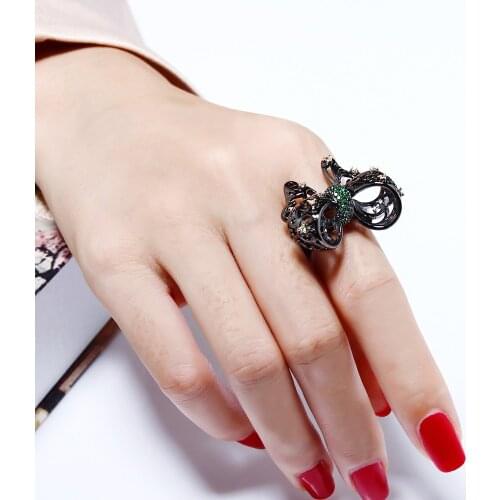 Fashion Big butterfly finger ring black jewelry anillos bague aneis anel feminino dropshipping atacado Cute rings for women