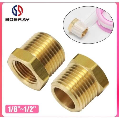 2pcs 1/4"x1/8" 3/8"x1/8" 3/8"x1/4" 1/2"x1/8" 1/2"x1/4" 1/2"x3/8" NPT Male to Female Brass Pipe Fitting Hex Reducer Bushing 3220
