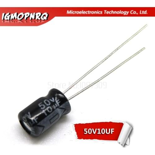 50PCS 50V10UF 5*7mm 10UF 50V 5x7mm Aluminum Electrolytic Capacitors DIP