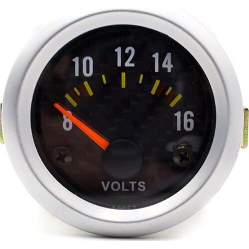 2" 52mm Car Voltmeter 8-16V Pointer 12V Volt Gauge Voltage Meter Yellow Light Car Meter