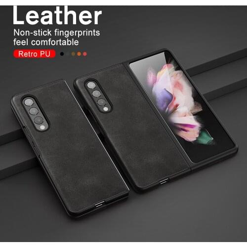 ZFold3 Case Leather Texture Protect Shell For Samsung Galaxy ZFold 3 Case Cover Sumsung Z Fold3 Fold 3 5G 2021 Shockproof Coque