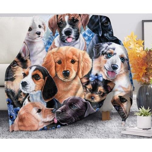 DARMIAN Kawaii Animal Dog Summer Sofa Blanket Flannel Thin Quilts Home Textile Decortion Bedding Super Comfort Travel Bedspread