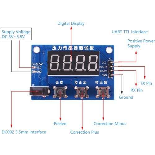 DC 3.3V 5V 4Bit Red Digital Tube Display Screen 9999g for HX711 Pressure Sensor Electronic Scale Module