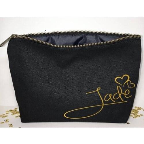 Personalize heart wedding bride Bridesmaid Makeup Gift comestic Bags pouches Maid of Honour birthday thank you make up bags