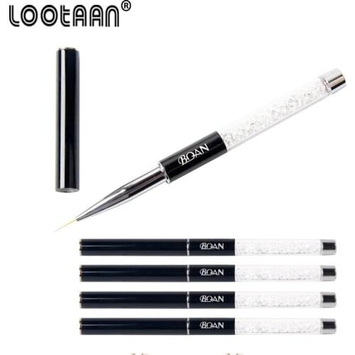 LOOTAAN 5/7/9/11mm Nail Brush Liner Painting Gradient Drawing Nail Brushes for Detailing Blending Stripling Crystal Acrylic Thin