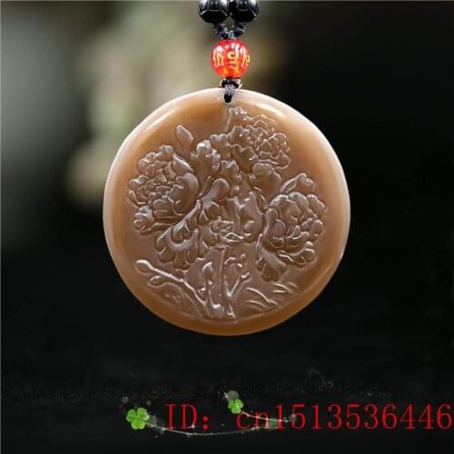 Brown Jade Rose Pendant Flower Fashion Charm Jewelry Natural Amulet Women Jadeite Chinese Carved for Necklace Gifts