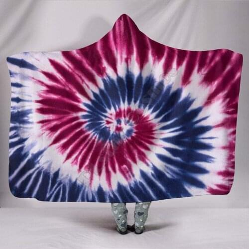 Red White Blue Tie Dye Spiral 3D Printed Wearable Blanket Adults For Kids Various Types Hooded Blanket Fleece blanket 01