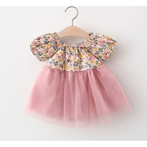 Summer Girls Floral Korean Halter Dress Gauze Skirt Sweet Trendy Princess Dress Toddler Baby Girl Kids Clothes