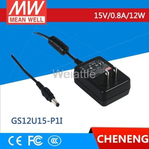 MEAN WELL original GS12U15-P1I 15V 0.8A meanwell GS12U15 15V 12W AC-DC Industrial Adaptor