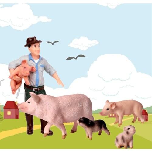 5pcs/set Pig Animal models PVC Simulation Farm Animal model Action Figure For kids educational toy Collection Decoration Doll