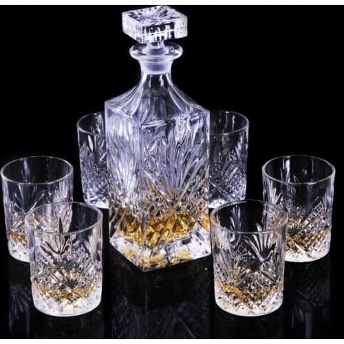 Fashion Simple Crystal Glass Modern Whiskey Glass Bottle Europe Mens Gift Set Luxury Whiskey Karaf Wine Bar Decoration EC50JJ