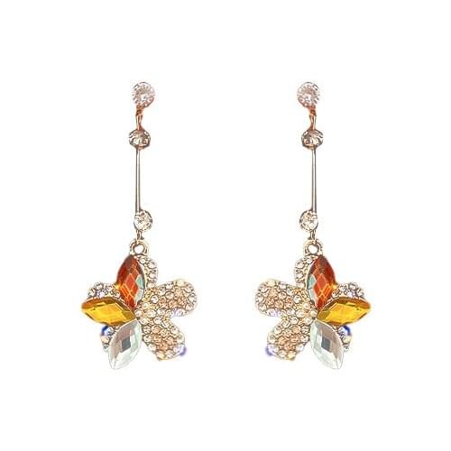 Mosaic flower earrings light luxury long earrings fashion simple Earrings