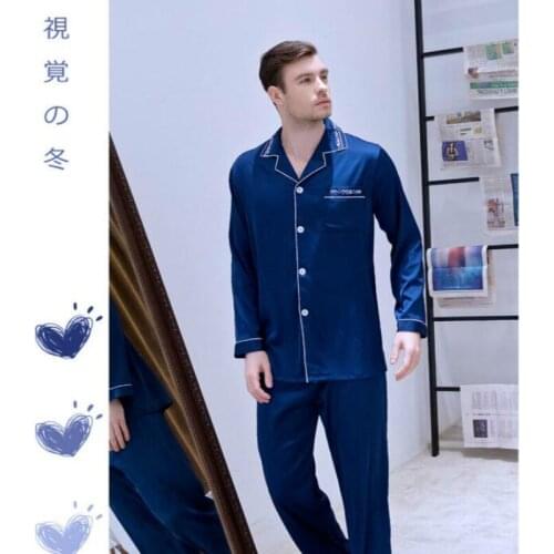 Mens Silk Satin Pajamas Students Sleepwear Set Loungewear Ice Silk Thin Satin Leisure Long Sleeve 2019 Plus Large Code Suit