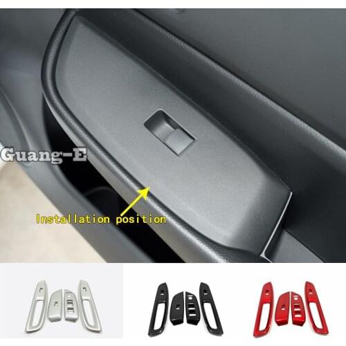 Car Styling Sticker ABS Armrest Handrail Inner Door Window Glass Switch Panel Cover Trim Frame For Honda Fit Jazz 2020 2021