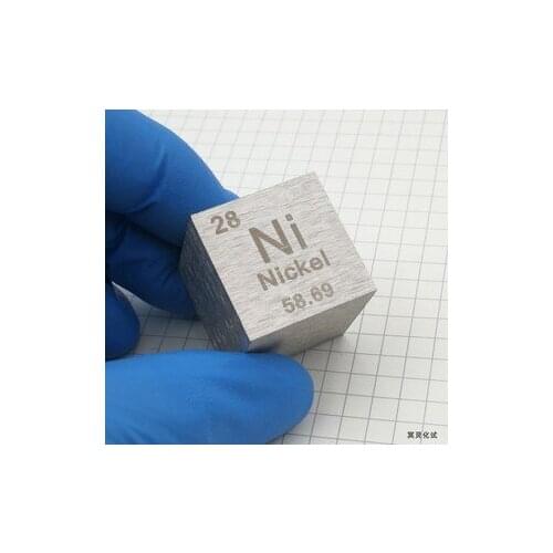 Nickel metal Periodic Table Cube One inch weighs about 145.7g Ni is greater than or equal to 99.5
