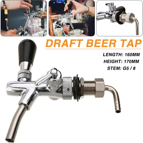 Newest Draft Beer Stainless Steel Tap Adjustable Draft Beer Tap Barware Tool G5 / 8 Homebrew Wine Keg Tap With Flow Controller
