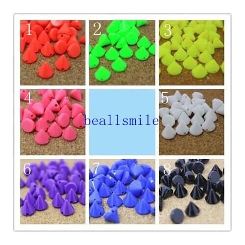 New 2018 ABS 10mm Sewing Spikes Punk Mixed Color Plastic Studs Nailhead Rivet DIY clothes bags Accessory 200pcs/lot