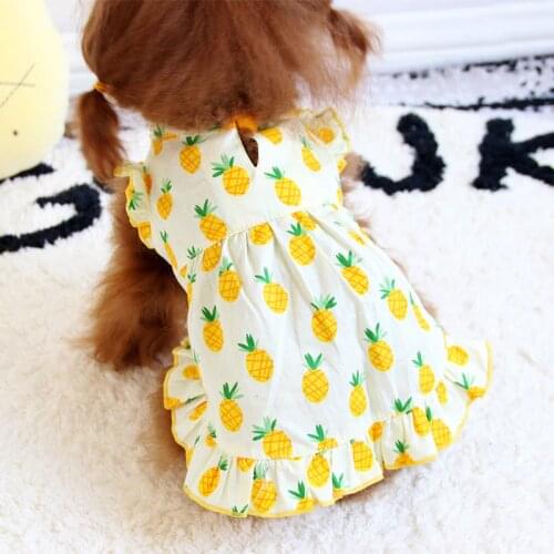 Pineapple Dog Dress Summer Pet Dog Clothes for Dogs Pets Clothing Puppy Pet Dresses Shirts for Dogs Skirt Hawaiian Pets Outfits