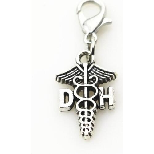 Wholesale 50pcs Medical Symbol Dangle Charms Macroporous beads Hanging Charm Diy Bracelet Jewelry Lobster Clasp Charm