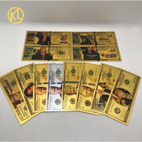 Note 10 pcs Donald Trump 2020 money US Dollar Gold Banknote 1000 USD Banknotes Gold Color Foil Bill banknote
