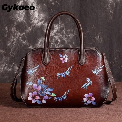 Luxury Handbags Women Bags Designer Retro Floral Tote Bag Lady Genuine Leather Shoulder Bags for Women 2021 Summer Women Handbag