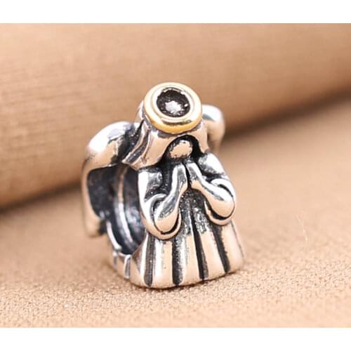 Authentic S925 DIY Jewelry Vintage Cute Angel Charm fit Lady Bracelet Bangle Lady Gift Bead