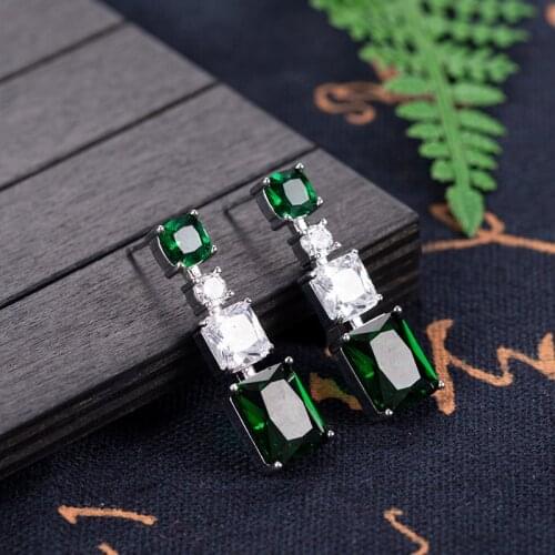 DIWENFU Genuine 925 Sterling Silver Emerald Drop Earring for Women Fine Aros Mujer Oreja Green Topaz Bizuteria Garnet Orecchini