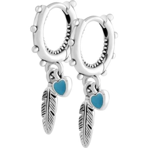 QANDOCCI Earrings Silver 925 Jewelry Spiritual Feathers Dangle Earrings Fashion Women Earrings 2018 Summer Collection