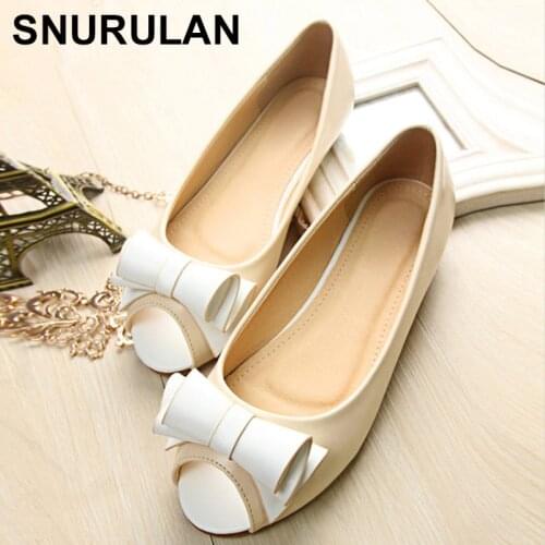 SNURULAN 2019Taomengsi New Korean version of womens closed toe sandals, polyurethane bowknot, pregnant women flat sandals