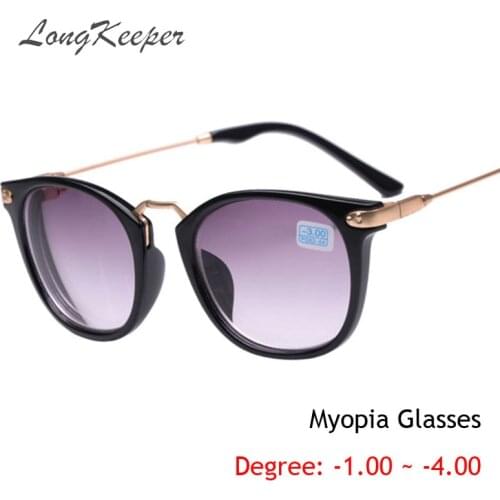Unisex Myopia Sunglasses Women Metal Legs Student Diopter Myopia Glasses Men -1.00 -1.50 -2.00 -2.50 -3.00 -3.50 -4.00