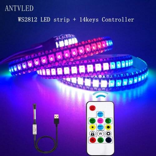 WS2812B LED Strip Individually Addressable Smart RGB LED Strip Waterproofith and14 Keys RF Wireless Remote Controller Kit