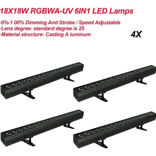 LED RGBWA-UV 6IN1 Wall Washer Lamp Purple Bar 18x18W Party Disco DJ Club Light For Landscape Wash Stage Lighting Effect Lights