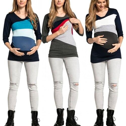 Pregnant Breastfeeding Tops Fashion Casual Women Short Sleeve Maternity T-Shirt Mom Pregnancy Loose Clothes Mummy Care T Shirt