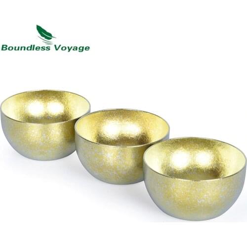 Boundless Voyage Ultralight Titanium Double Layer Golden Cup Anti-scalding Colorful Teacup Wide Mouth Wine Tea Mug Drinkware